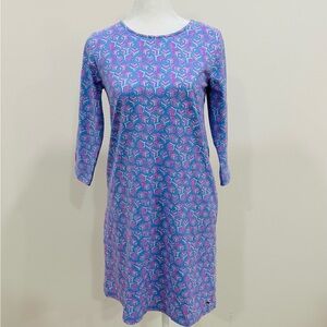 Vineyard Vines Women’s Dress Sz L‎ Whaletail Tisbury Cotton Knit Blue Pink